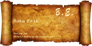 Baka Erik névjegykártya